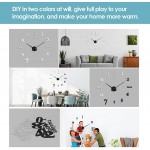 3 in 1 FERRISA Large 3D Frameless Wall Clock 47 Inch Modern Silent DIY Wall Clock for Living Room Bedroom Office Decor One Black Movement + 2 Digital Plates Included（Black +Silver） - BUB7NQPBK