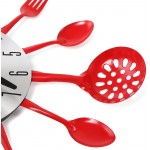 Cigera 14 Kitchen Cutlery Wall Clock with Forks and Spoons for Home Decor,Red - BACN7ZA2Q