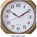 Decor Silent Wall Clock Non-Ticking Decor Wall Clock 8 Inches Vintage Gold Metalic Looking Easy to Ready for Home School Hotel Office - BZZ24WEXT