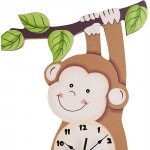 Fantasy Fields Sunny Safari Monkey Wall Clock Silent Decorative Animal Design for Nursery Kids Bedroom with Eco-Friendly and Non-Toxic Water-Based Paints Brown - BVUMAJFD4