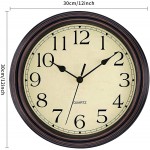 Foxtop Retro Silent Non-Ticking Round Classic Clock Quartz Decorative Battery Operated Wall Clock for Living Room Kitchen Home Office 12 inch Bronze - BR6JAJWYT