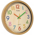Foxtop Silent Kids Wall Clock 12 Inch Non-Ticking Battery Operated Colorful Childrens Clock for Classroom Playroom Nursery Bedrooms Kids Room School - BJHOD9VNS