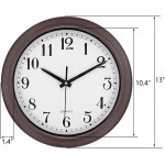 Hedume Round Wall Clock Silent Non Ticking 13 Inch Quality Quartz Battery Operated Easy to Read Waterproof Wall Clock for Home Office Classroom School Brown Stripes - BY4GSXRXZ
