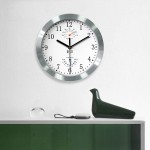 hito Silent Non Ticking Wall Clock 10 inch Sweep Movement Glass Cover Silver Aluminum Frame Decorative for Kitchen Living Room Bedroom Office White - B2FZ0MZYP
