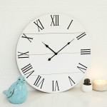 Large White Wall Clock 21 Inches Wooden Shiplap Farmhouse Decoration Roman Numerals Rustic Barn Shabby Chic Sleek Simple Clock Big Classic Decor Battery Operated - BCA5RZZ5W