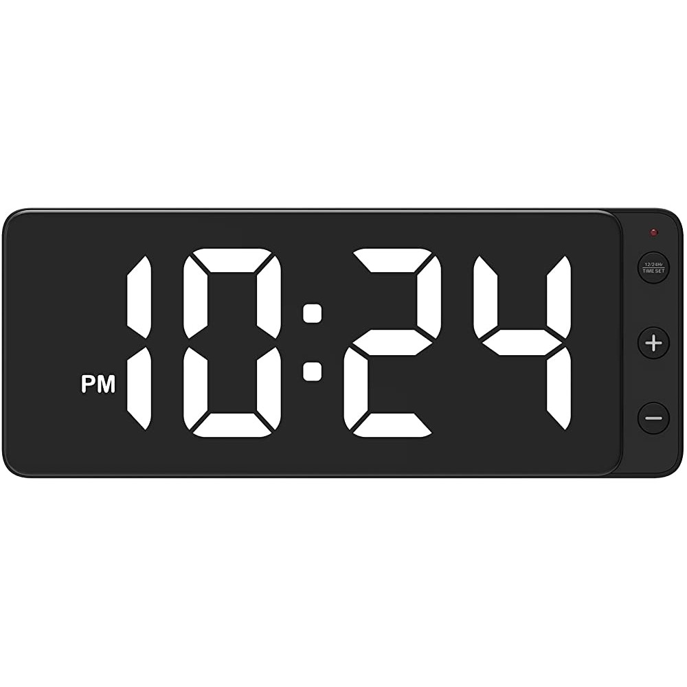LED Digital Wall Clock with Large Display Big Digits Auto-Dimming 12 24Hr Format Battery Backup Silent Wall Clock for Farmhouse Kitchen Living Room Bedroom Classroom Office – White - BT2HA4WKI