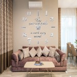 LIDNADY DIY Wall Clock,3D Frameless Wall Clock,Large Modern Design Decor Sticker DIY Wall Clock Kit for Bedroom Living Room Home Decorations,Adjustable Size and Easy to Assemble Silver - BPOB1JTFX