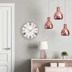 mDesign Modern Stylish Wall Clock for The Office Bedroom Kitchen Bathroom 11.5 Inch Diameter Rose Gold Frame and Hands Large Black Numbers on a Marble Background with a Clear Glass Cover - BE8N9WGP4