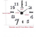 Mirror Surface Decorative Clock 3D DIY Wall Clock for Living Room Bedroom Office Hotel Wall Decoration Silver - BYUJDBE05