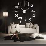 Mirror Surface Decorative Clock 3D DIY Wall Clock for Living Room Bedroom Office Hotel Wall Decoration Silver - BYUJDBE05