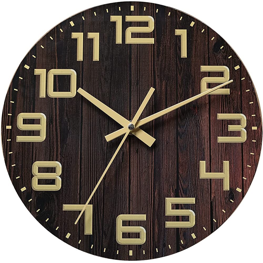 NUOVO Wall Clock Wooden Wall Clock Decor Modern Wall Clock Non-Ticking Number Quartz Wall Clock Silent Wall Clock Large Decorative Quiet Clock for Kitchen Home Office School Living Room01 - B8VZU6QIR