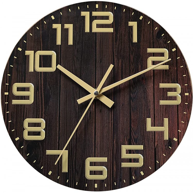 NUOVO Wall Clock Wooden Wall Clock Decor Modern Wall Clock Non-Ticking Number Quartz Wall Clock Silent Wall Clock Large Decorative Quiet Clock for Kitchen Home Office School Living Room01 - B8VZU6QIR