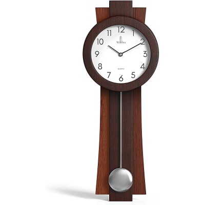 Pendulum Wall Clock Battery Operated Quartz Wood Pendulum Clock Silent Modern Wooden Design Decorative Wall Clock Pendulum for Living Room Office Kitchen & Home Décor Gift - B2O4RDNXE