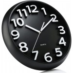 Plumeet 13'' Large Wall Clock Silent Non-Ticking Quartz Wall Clocks for Living Room Decor Modern Style Suitable for Home Kitchen Office Battery Operated Black - B9WALJQNJ