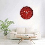 Preciser Wall Clocks Battery Operated Non-Ticking Red Clock 12 Inch Kitchen Wall Clock Quartz Silent Movement Large Decorative Clock Arabic Numerical for Home Office Decor Red - BKZPYZQGK