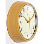 Retro 9 inch Silent Sweep Non-Ticking Mid Century Modern Kitchen Diner Wall Clock Quartz Movement Retro Wall Clock Decorative Saffron Yellow - BKUO67ZHH