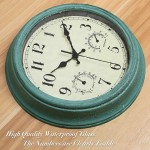Retro Indoor Outdoor Waterproof Wall Clock with Thermometer and Hygrometer Combo,12 Inch Silent Non Ticking Quartz Battery Operated Clock Wall Decorative,Green - B8J3MJ9O7