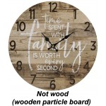 Round Farmhouse Wall Clock 13 Inch – Decorative Wood Style Quartz Battery Operated Rustic Home Decor Vintage Decoration Retro Design for Living Room Kitchen Bedroom Bathroom Large Numbers Silent - B6J35KZVN