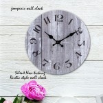 Silent Non-Ticking Wooden Decorative Wall Clock Quartz Battery Operated Wall Clocks Vintage Rustic Country Tuscan Style Gray Wooden Home Decor Round Wall Clock 10 Inch - BH5Y2ZFE0