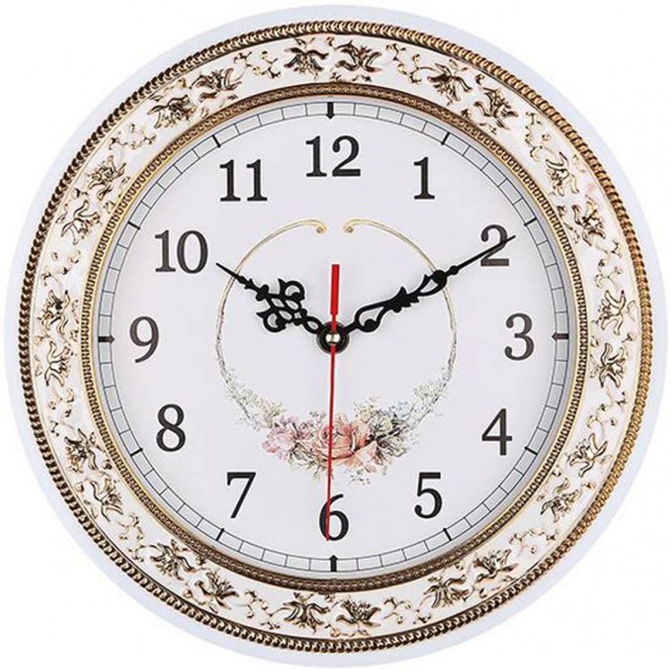 Tebery Silent Modern Quartz Flower Design Decorative Wall Clock Non-Ticking Digital 11-Inch Clock White - B27I3KGTP