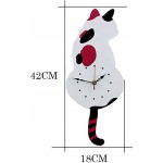 Ukey Wall Clock Creative DIY Cat Acrylic Wall Clock with Swing Tail Pendulum for Living Room Bedroom Kitchen Home Décor Battery Not Included 42CM x 18CM Black - B3UJYXML9