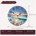 VIKMARI Kitchen Wall Clock Home Decorative Wall Clock,14 Inch Silent Non-Ticking Quartz Battery Operated Clock Easy to Read Round Arabic Numerals Ocean Wave Pattern Wooden Wall Clocks - BZYYF5P7A