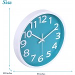 Wall Clock 12 Inch Big Numbers Easy to Read Round Wall Clock Silent Non-Ticking Battery Operated Wall Clocks Teal Color Decor Clock for Home Office Bedroom - BJLGRD2JT