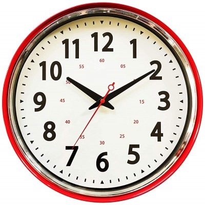 Wall Clock Countryside Style Metal Retro Vintage Wall Clock Silent Non Ticking Easy to Read for Living Room Kitchen Bedroom Office 13 Inch Red - B98K5DLN8