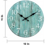 Wall Clock HYLANDA 10 Inch Teal Silent Non-Ticking Kitchen Clock Decor Rustic Vintage Country Retro Decorative Wall Clocks Battery Operated for Bathroom Bedroom Living Room OfficeAqua - BPIV0OLYQ