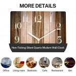 Wooden Wall Clock Silent Non-Ticking Wood Barn Board Brown Pine Plank Retro Square Rustic Coastal Wall Clocks Décor for Home Kitchen Living Room Office Battery Operated12 Inch - BX2PCAAOP
