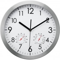 WOOPHEN 12 Inch Silent Non Ticking Wall Clock with Temperature&Humidity Silver - BRJL94R3N