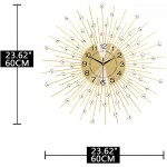 YIJIDECOR Large Wall Clocks for Living Room Decor Big Silent Wall Clock Battery Operated Non-Ticking for Bedroom Kitchen Home Decorative 24 Inches Gold Round Crystal Metal Wall Watch for Office Indoor - BWHC6K0HC