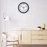 Yoobure 12 Silent Quartz Decorative Wall Clock Non-Ticking Digital Plastic Battery Operated Round Easy to Read Home Office School Black Clock - B9HKIFGED