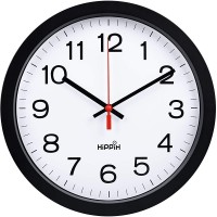 Yoobure 12" Silent Quartz Decorative Wall Clock Non-Ticking Digital Plastic Battery Operated Round Easy to Read Home Office School Black Clock - B9HKIFGED