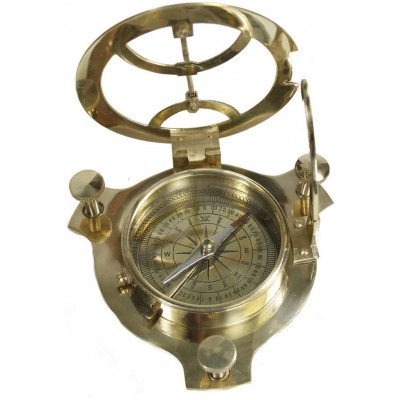 3" Sundial Compass Solid Brass Sun Dial - BU9UJ5O9Z