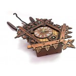 8KB24 Traditional MDF Black Forest Style Cuckoo Clock with Swinging Pendulum No Coo Coo Sound But Cute Decorative Wall Clock for Home Livingroom Decor Yellow - B0OJG56LB