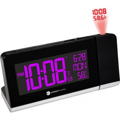 Ambient Weather RC-8465 Projection Alarm Clock with 256 Color Changing Ambient Temperature Display - B0ANG3DCK