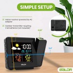 Baldr Atomic Radio Alarm Clock with Projection Feature Indoor and Outdoor Temperature Humidity Meter Weather Forecasting and more -Black - BDM3ZBM9G