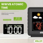 Baldr Atomic Radio Alarm Clock with Projection Feature Indoor and Outdoor Temperature Humidity Meter Weather Forecasting and more -Black - BDM3ZBM9G