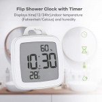 BALDR Digital Shower Clock with Timer Waterproof Shower Timer for Kids and Adults Perfect Bathroom Clock That Displays Time and Temperature Battery Operated Digital Clock and Waterproof Timer - BRJ5HBI5A