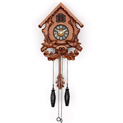 Cuckoo Clock with Night Mode Singing Bird and Carved Wood Decorations Cherry - BDLJBLLIF