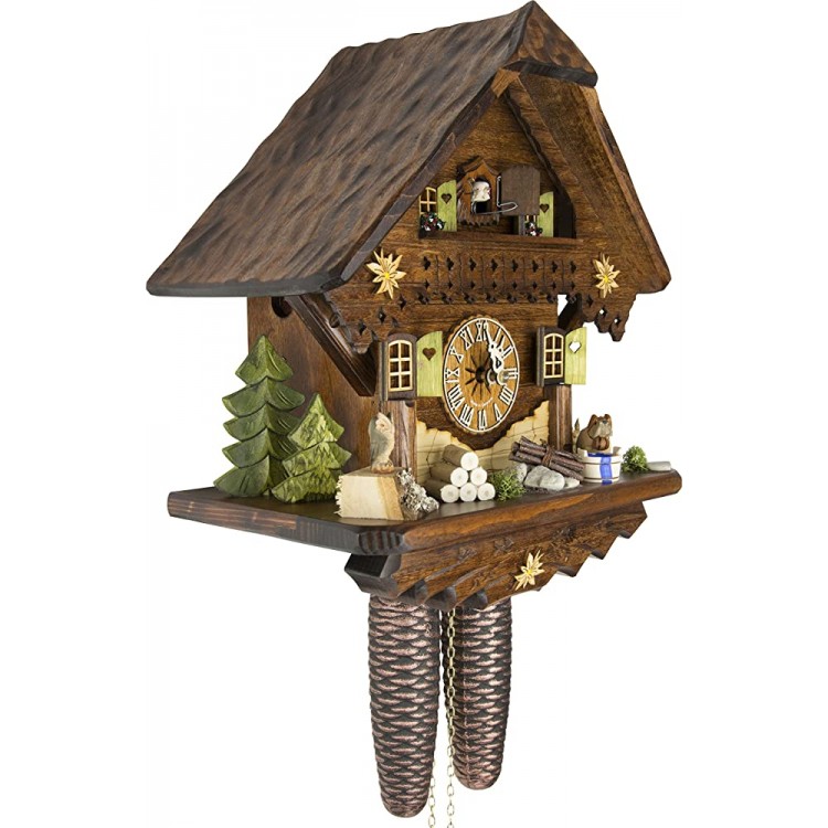 Cuckoo-Palace German Cuckoo Clock Summer Meadow Chalet with 8-Day-Movement 13 1 3 inches Height Black Forest Clock - BWR1LAYW0
