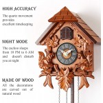 Cuckoo Wall Clock with Night Mode in Traditional German Style with Carved Squirrels Cherry - BJUK2OW67