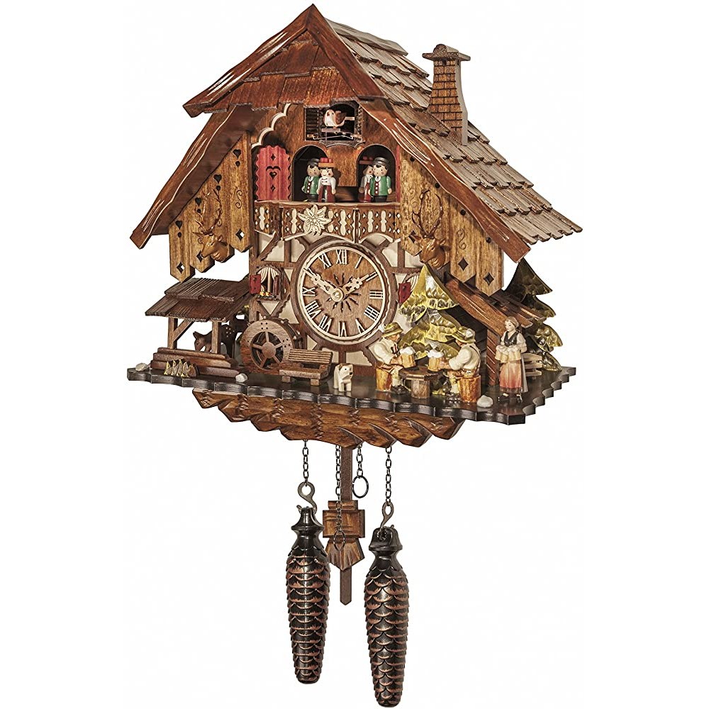 Engstler Quartz Cuckoo Clock Black Forest House with Music and Dancers Moving Beer Drinkers EN 48717 QMT - BHJHK1XQR