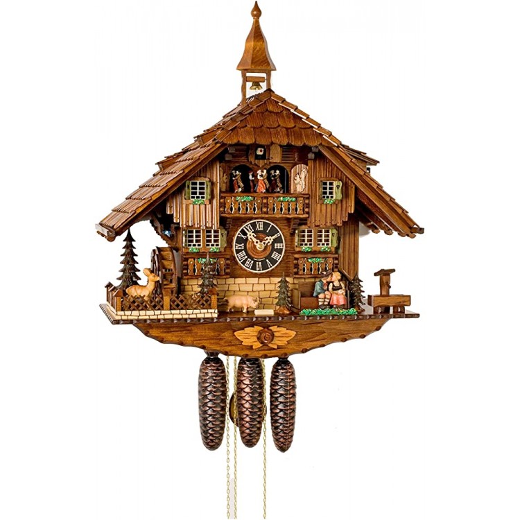 German Cuckoo Clock 8-day-movement Chalet-Style 23.00 inch Authentic black forest cuckoo clock by Hönes - B98IJ0CSP