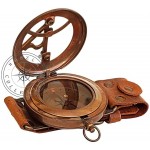 Hanzla Collection Steampunk Brass Sundial Compass Handmade Leather Band Wrist Compass and Nautical Sundial Watch - BPO39IFAO