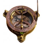 MAH 4''Captain's Brass Sundial Compass Marine Compass Nautical Compass & Adjustable Screw Legs with Leather Box. C-3053 - B4915OYC0