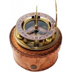 MAH Solid Brass Sundial Compass with Box Vintage Gift Sundial Clock Sun dial in Box Gift Sun Clock Ship Replica Birthday Gift Magnetic Sundial Clock with Leather Box. C-3052 - BMLBYWZGF