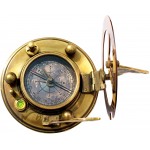 MAH Solid Brass Sundial Compass with Box Vintage Gift Sundial Clock Sun dial in Box Gift Sun Clock Ship Replica Birthday Gift Magnetic Sundial Clock with Leather Box. C-3052 - BMLBYWZGF