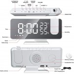 Mightree Projection Alarm Clock for Bedroom Digital Alarm Clock with USB Charger 7.4 Large LED Mirror Display Radio Alarm Clock Dual Smart Alarm with Projection on Ceiling White - BCL2C5WQR